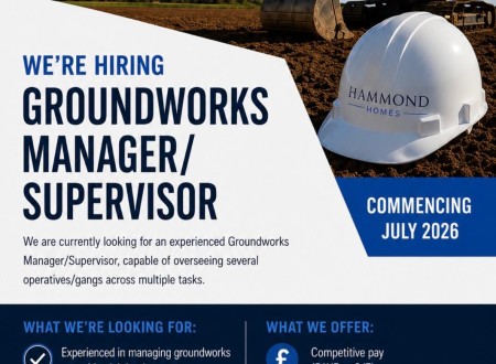 We're Hiring - Groundworks Manager/Supervisor